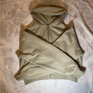 Ardene cropped green zip up